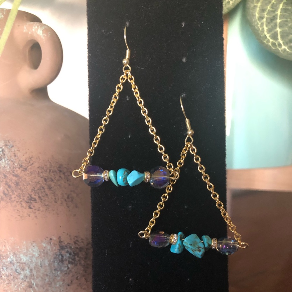 Turquoise and Purple Earrings